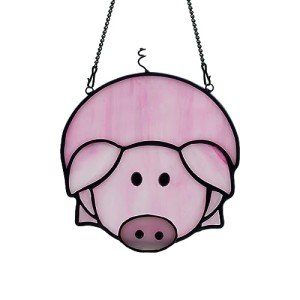 Cute Pig Stained Glass Suncatcher for Home Decor