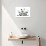 Cute Pig Bathroom Wall Art - Rustic Decor