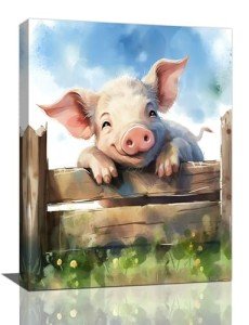 Cute Pig Wall Art Canvas Print for Home