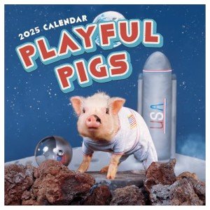 Cute Pigs 2025 Wall Calendar with Big Grids