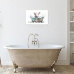 Cute Pig Bathroom Wall Art - Rustic Decor