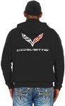 Men's Chevy Corvette C7 Black Zip Hoodie