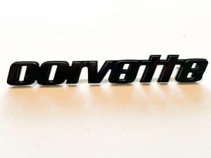 Matte Black Rear Bumper Emblems for C3 Corvettes