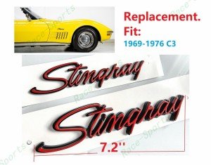 Red Black Front Fender Emblems for C3 Corvette