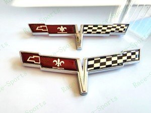 C3 Corvette 1981 Chrome Crossed Flag Emblem Badges
