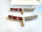 C3 Corvette 1981 Chrome Crossed Flag Emblem Badges