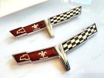 C3 Corvette 1981 Chrome Crossed Flag Emblem Badges