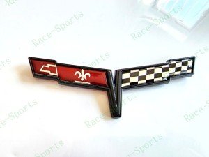 Black Front Nose Crossed Flag Emblem 1981 C3 Corvette