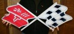 C3 Corvette Crossed Flags Metal Sign 32"x13