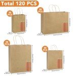 120 PCS Brown Paper Gift Bags with Handles