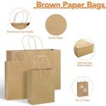 120 PCS Brown Paper Gift Bags with Handles