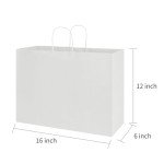 Bulk 100 Pack White Kraft Paper Bags with Handles