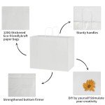 Bulk 100 Pack White Kraft Paper Bags with Handles