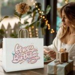 Bulk 100 Pack White Kraft Paper Bags with Handles