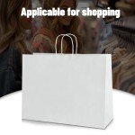 Bulk 100 Pack White Kraft Paper Bags with Handles