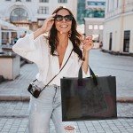 Large Black Shopping Bags with Handles - 100 Pack