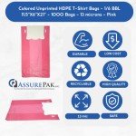 Pink HDPE T-Shirt Bags for Retail - Pack of 1000