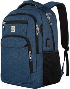 Anti-Theft 17" Laptop Backpack with USB Charging - Blue