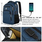 Anti-Theft 17" Laptop Backpack with USB Charging - Blue