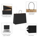 Sturdy Black Gift Bags - 100 Pack, 16x6x12