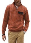 Men's Quarter Zip Pullover Casual Sweatshirt - Orange
