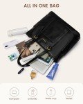 LOVEVOOK Vintage Leather Laptop Tote Bag - 15.6