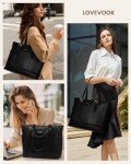 LOVEVOOK Vintage Leather Laptop Tote Bag - 15.6