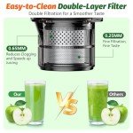 Masticating Juicer with Wide Feed Chute, Easy Clean