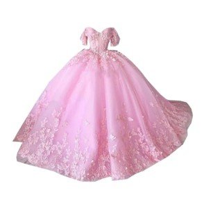 Elegant Pink Quinceanera Dress with Cap Sleeves