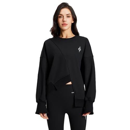AI-Powered Women's Casual Fleece Sweatshirt - Black XS