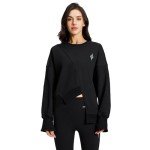 AI-Powered Women's Casual Fleece Sweatshirt - Black XS