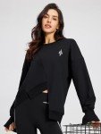 AI-Powered Women's Casual Fleece Sweatshirt - Black XS