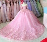 Elegant Pink Quinceanera Dress with Cap Sleeves