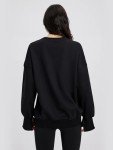 AI-Powered Women's Casual Fleece Sweatshirt - Black XS