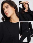 AI-Powered Women's Casual Fleece Sweatshirt - Black XS