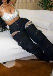 YAWJET Women's Cut-Out Cargo Jeans with Pockets