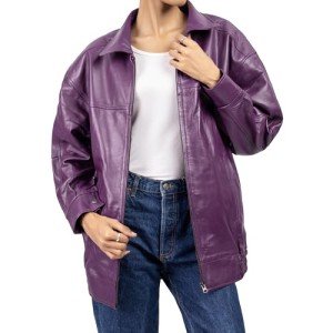 AI-Powered Oversized Leather Jacket for Women