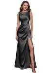 Elegant Black Satin Prom Dress for Women 2025