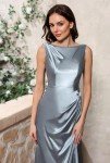 Elegant Black Satin Prom Dress for Women 2025