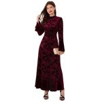 Floral Velvet Maxi Dress with Bell Sleeves