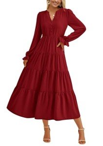 Elegant Fall Maxi Dress with Ruffle Details