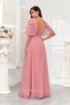 AI-Powered Burgundy Chiffon Bridesmaid Dress with Pockets