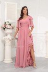 AI-Powered Burgundy Chiffon Bridesmaid Dress with Pockets