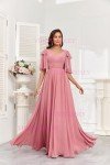 AI-Powered Burgundy Chiffon Bridesmaid Dress with Pockets