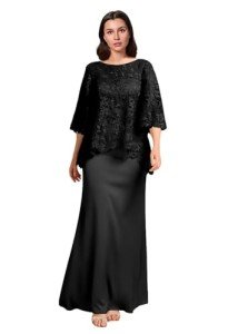 Elegant Long Black Dress for Mother of the Bride