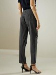 AI-Powered Women's Stretch Suit Pants - Metallic Gray