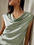 Silk Cowl Neck Summer Top for Women