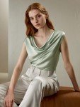 Silk Cowl Neck Summer Top for Women