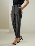 AI-Powered Women's Stretch Suit Pants - Metallic Gray