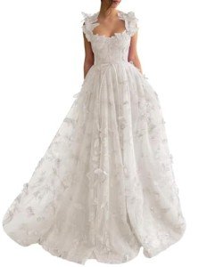 Elegant 3D Butterfly Tulle Ball Gown for Women